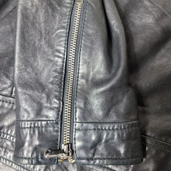 John Varvatos USA Stars Men's Jacket Size L  Black Sheep Skin Washed Leather - Picture 9 of 15